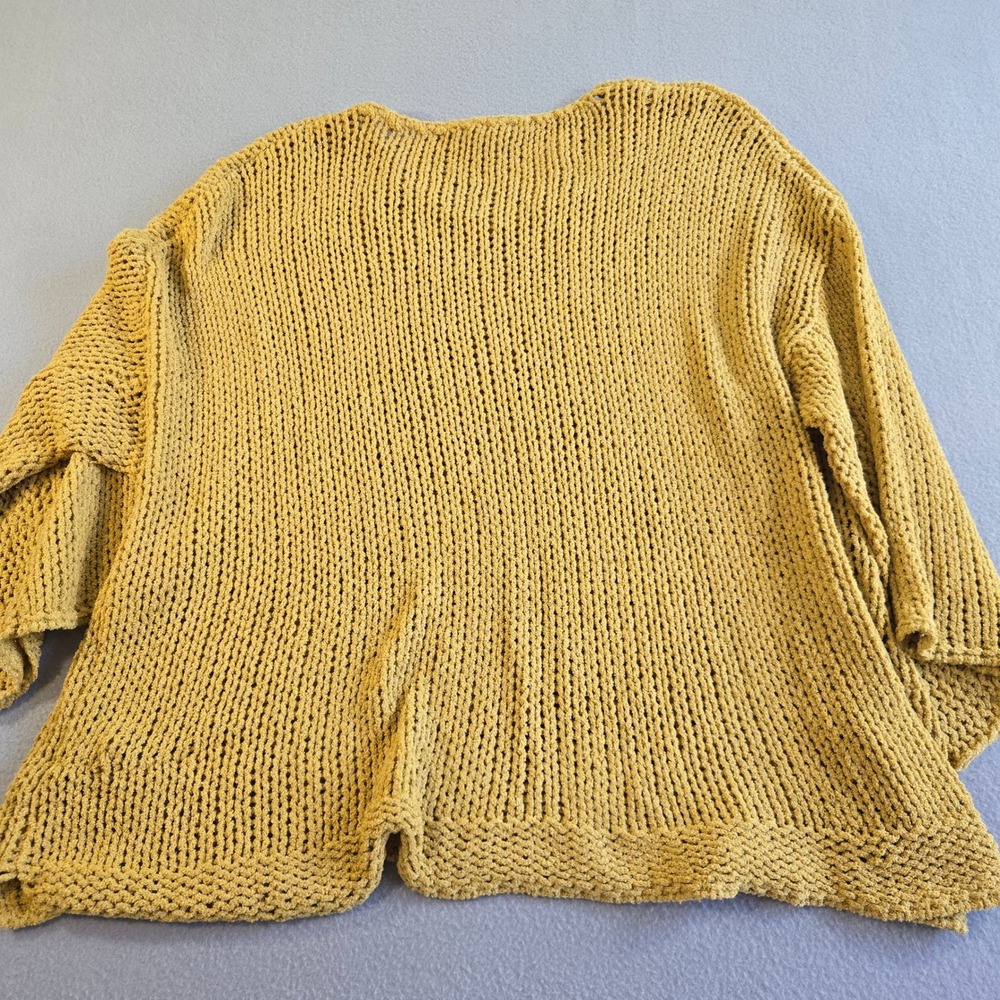 L Love Sweater Women 2XL Mustard Yellow Open Knit Ruffle Hem CL10533 - Picture 3 of 6